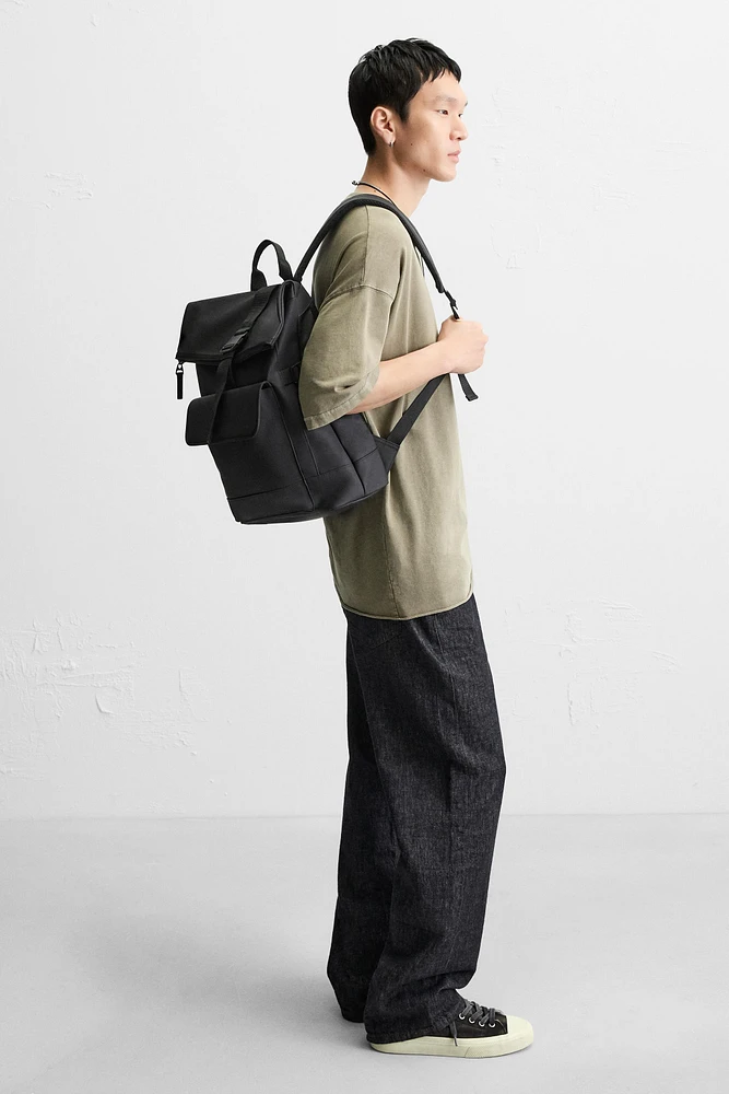 RUBBERIZED FLAP BACKPACK