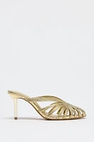 METALLIC EFFECT STILETTO HEEL SANDALS
