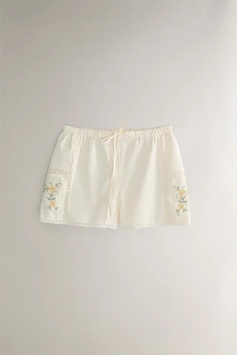 EMBROIDERED COTTON SHORTS