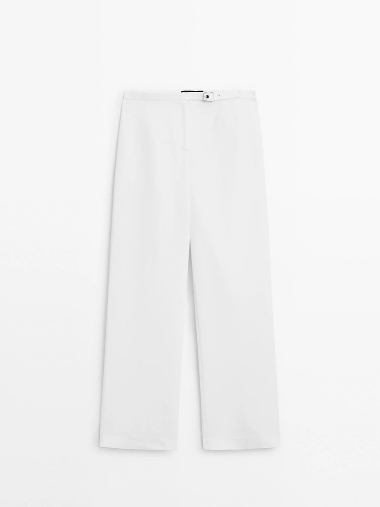 Straight-fit trousers with buckle detail