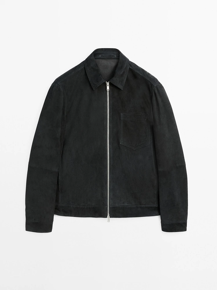 Blouson en cuir effet daim