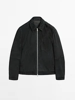 Blouson en cuir effet daim