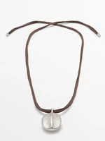 Collier feuille cordon soie