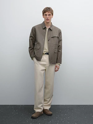 Cotton blend jacket with pocket detail