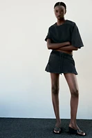 WASHED HEAVY COTTON MINI SKIRT