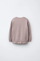 LACE TRIM KNIT SWEATER