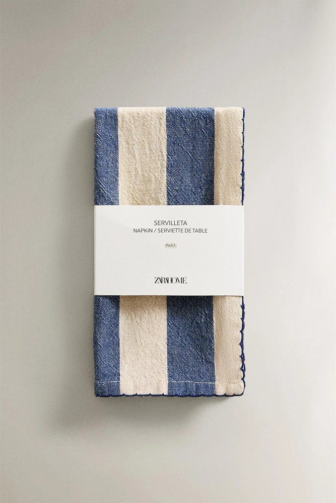 SET OF DYED THREAD STRIPED NAPKINS (SET OF 2)