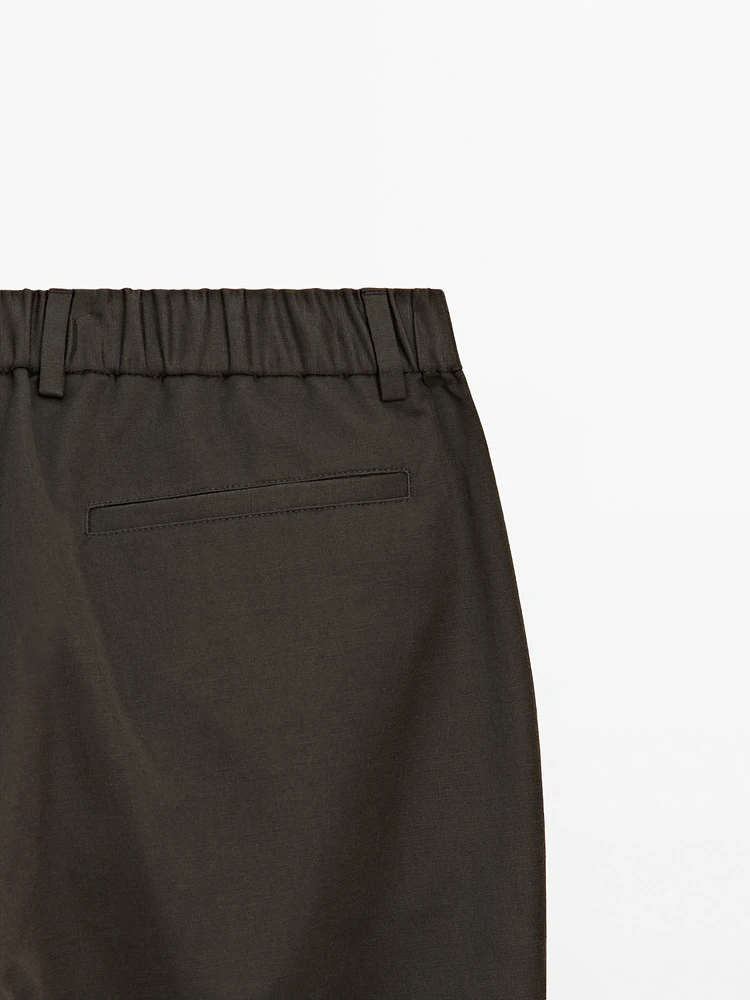 Cotton blend jogger fit trousers