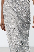 JUPE MI-LONGUE À SEQUINS