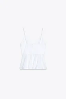 CONTRAST POPLIN PEPLUM TOP