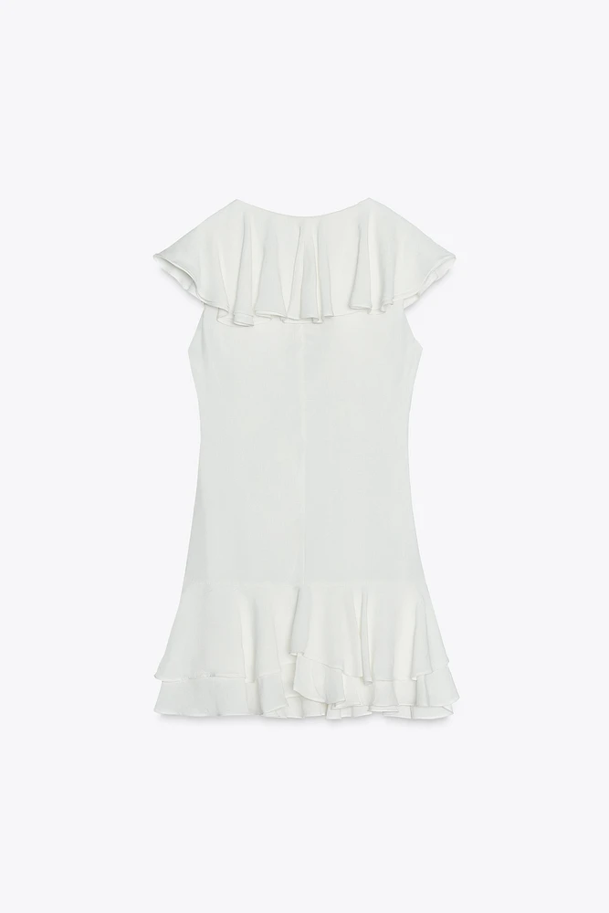 RUFFLED TIE SHORT DRESS
