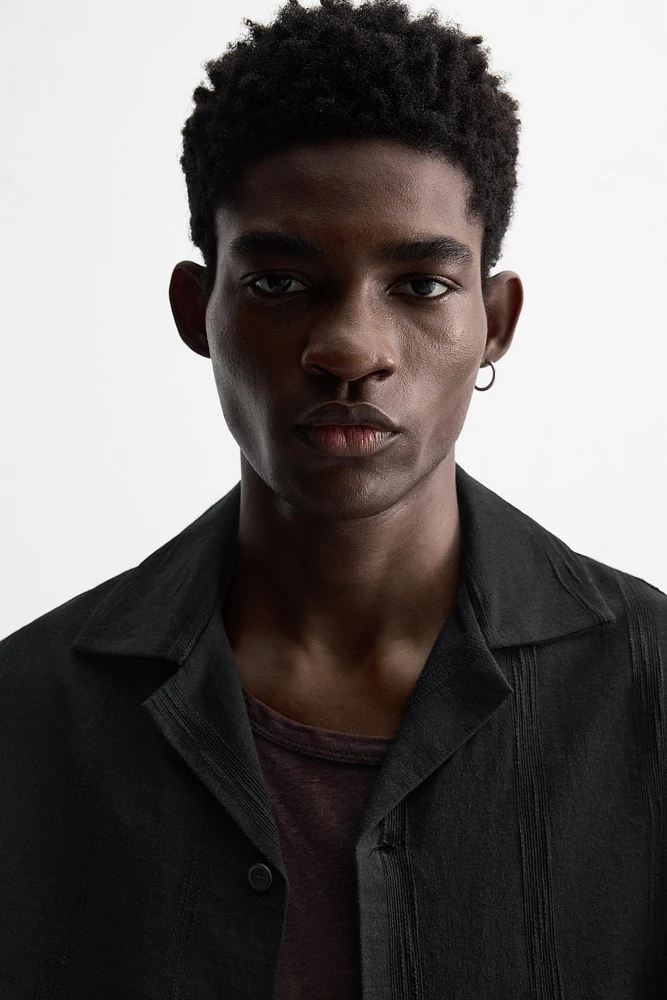 CHEMISE EN COTON ET LIN BRODÉE