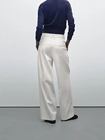 Pantalon large plissé coton