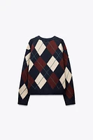 LONG WOOL ARGYLE JACKET