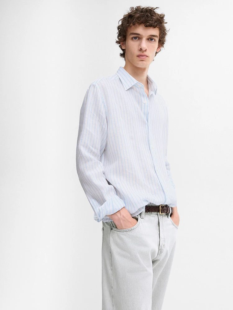 100% linen striped shirt