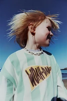 STRIPED KNIT PRINT SWEATSHIRT