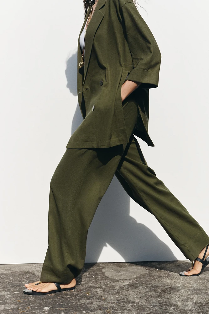 LINEN BLEND WIDE LEG PANTS