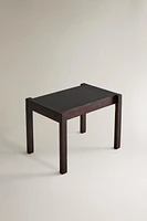 WOODEN LEATHER SIDE TABLE