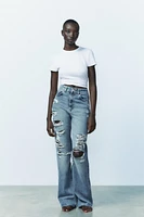 TRF HIGH RISE WIDE LEG RIPPED JEANS