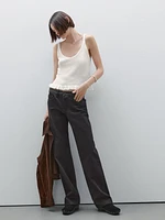 100% linen top with ruffled hem