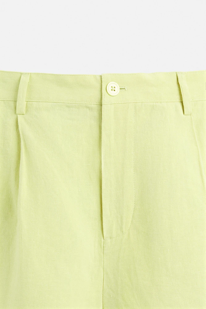100% LINEN BERMUDA SHORTS