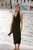 ASYMMETRIC SATIN MIDI DRESS