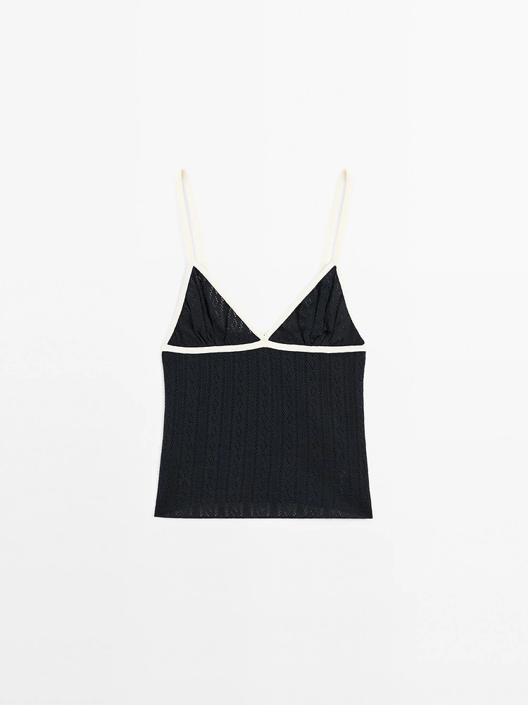 Top triangle maille pointelle