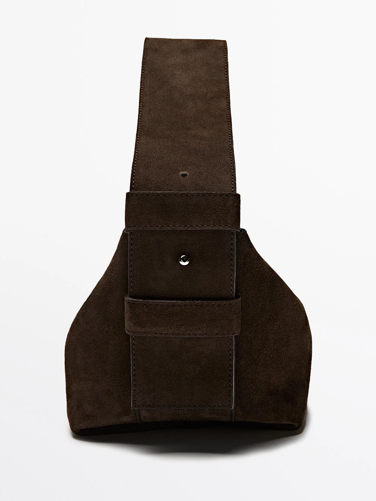 Split suede leather shoulder bag
