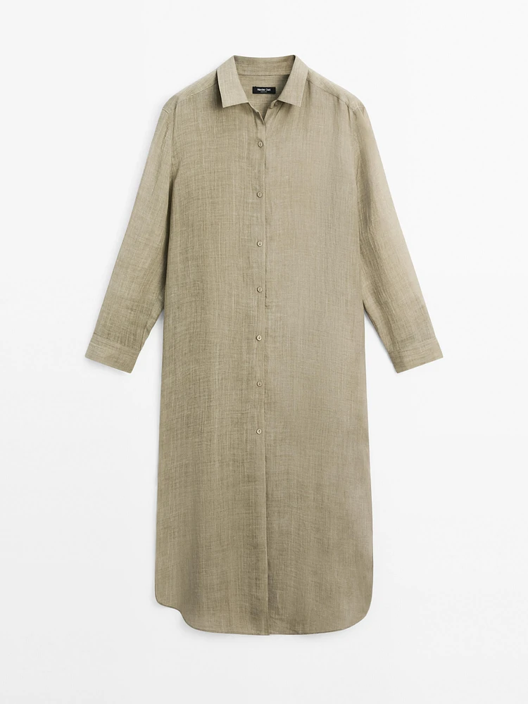 Semi-sheer ramie blend oversize blouse