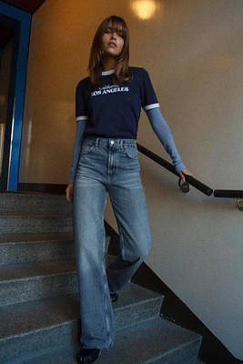 JEAN TRF WIDE LEG TAILLE HAUTE LONGUEUR COMPLÈTE