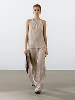 Straight-leg striped flowing trousers