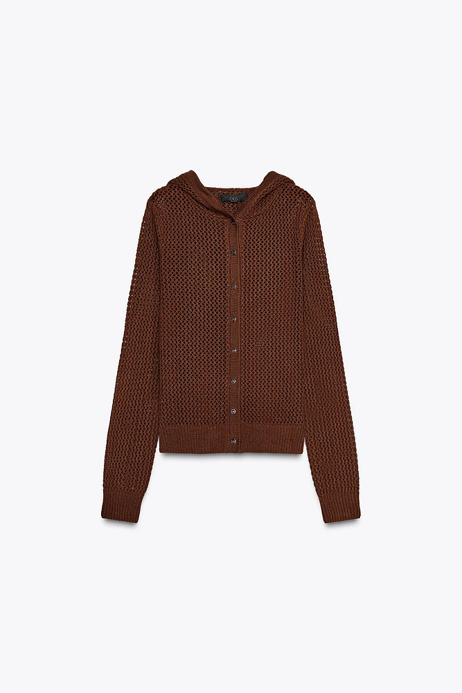 GILET EN MAILLE À CAPUCHE