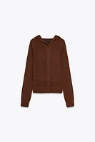 GILET EN MAILLE À CAPUCHE