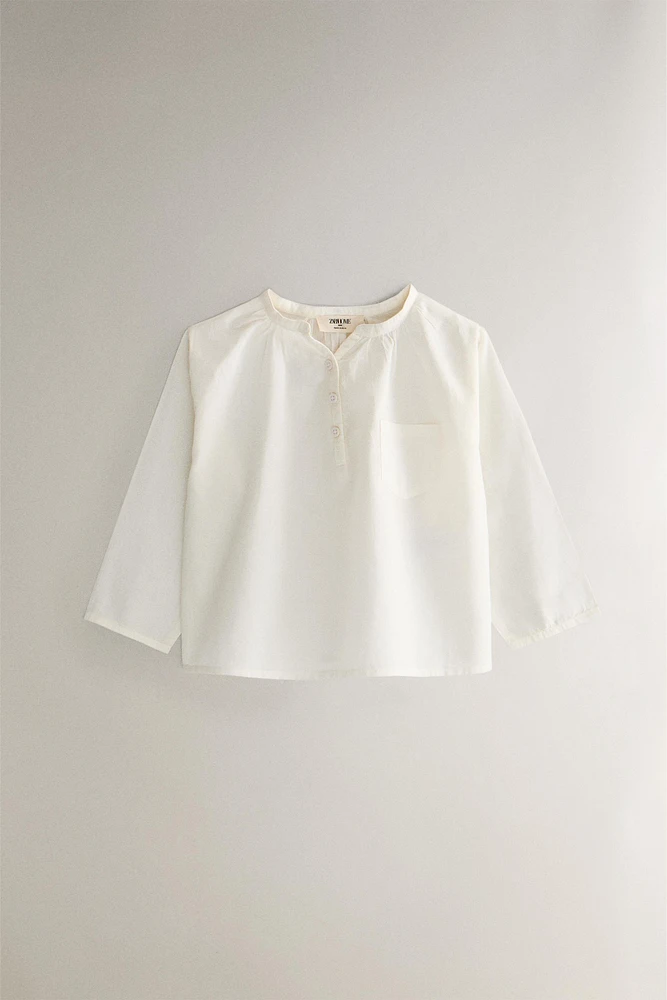 CHILDREN’S SOLID COTTON LONG BLOUSE
