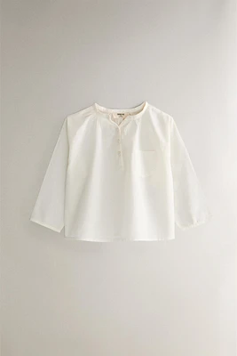 CHILDREN’S SOLID COTTON LONG BLOUSE