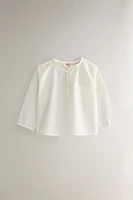 CHILDREN’S SOLID COTTON LONG BLOUSE