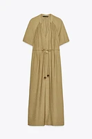 BEADED BELT MIDI DRESS