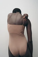 FITTED STRAPPY BODYSUIT WITH SEAMS