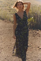LONG FLORAL TULLE DRESS