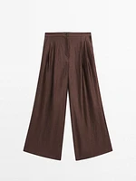 Pantalon large mid-rise crinckle