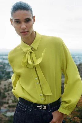 FLOWY BOW SHIRT