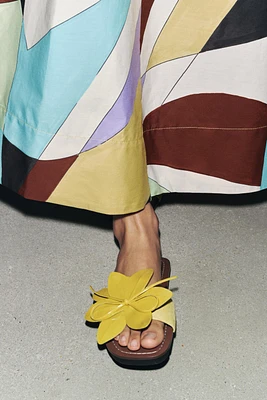 LEATHER FLORAL SANDALS