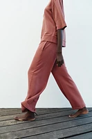 WASHED EFFECT WIDE LEG PANTS