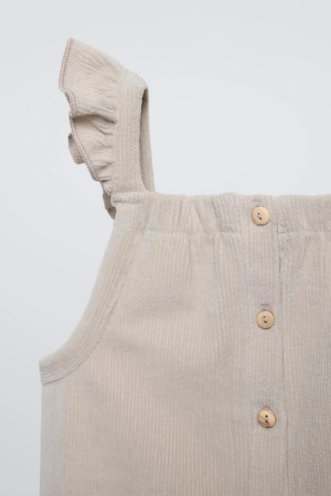 CORDUROY RUFFLED OVERALLS