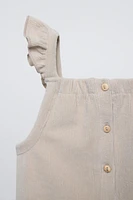 CORDUROY RUFFLED OVERALLS