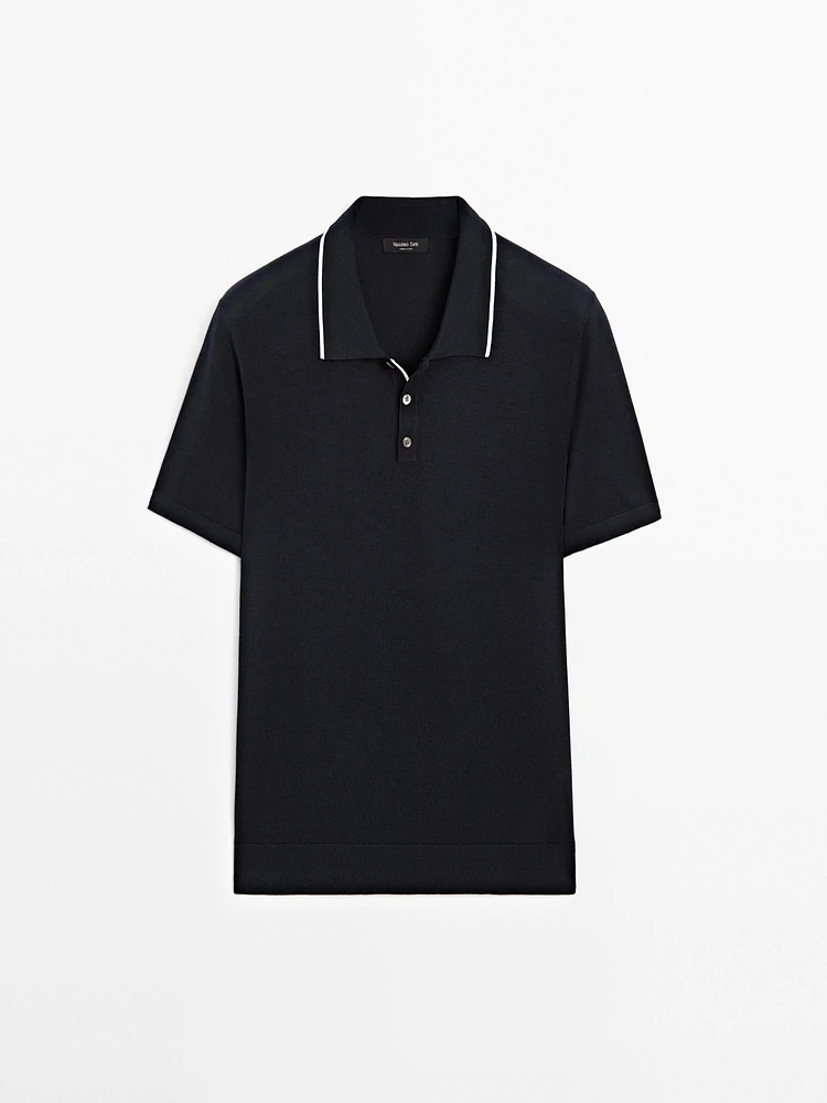 Polo en maille avec col coloré