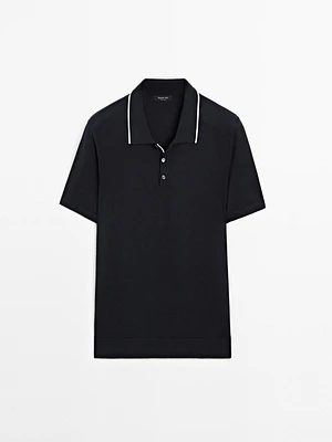 Polo en maille avec col coloré