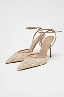 GLITTER MESH SLINGBACK HEELS