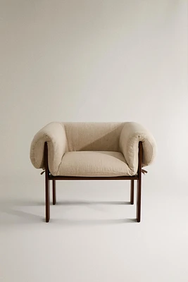 WOODEN ACCENT CHAIR WITH ARM RESTS