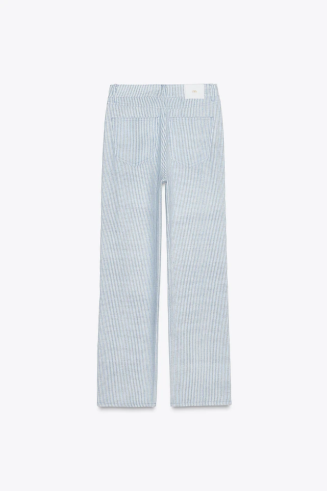 STRIPED PRINT STRAIGHT CUT PANTS